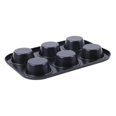 China Kitchen Disposable Home Black 6 Cup Muffin Pan For Cupcake Molds for sale