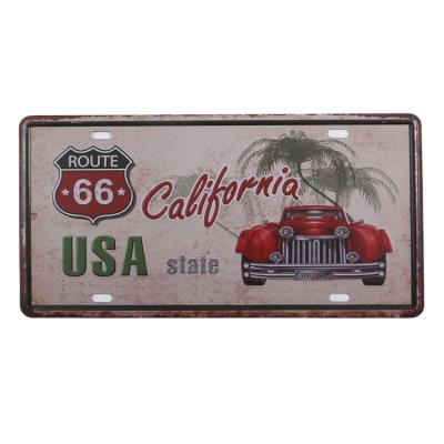 China Europe Embossed Vintage Metal Car Sign For License Plate With Holes for sale