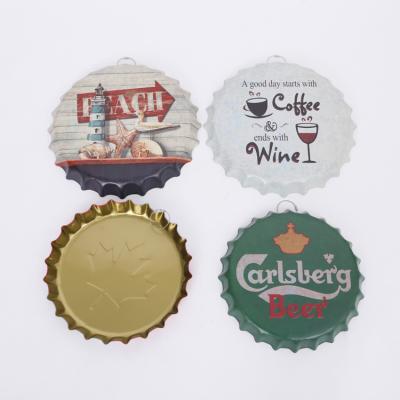 China Europe Custom Design Bottle Metal Signs Vintage Top Embossed Tin Sign For Bar for sale