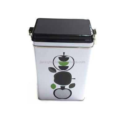 China Recycled Packaging Materials Rectangle Tin Box Coffee Bag Tin With Plastic Lid for sale