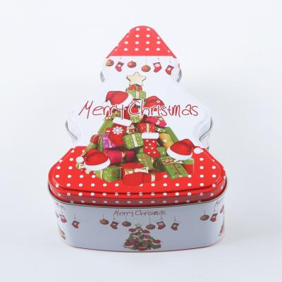 China Sugar Christmas Tree Shaped Special Shaped Metal Tin Tin Box Tree Shaped Tin Box for sale