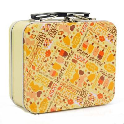 China High Quality Pack Suitcase Tin Lunch Box With Plastic Handle And Metal Lock for sale