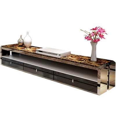 China Modern European Marble Mirror Design Stainless Steel TV Storage TV Cabinet TV Stands Living Room Furniture for sale