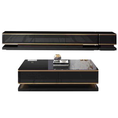 China Mirror Design Factory Customized Black Painted TV Console TV Cabinet Luxury Living Room Mirrored Glass TV Stands for sale