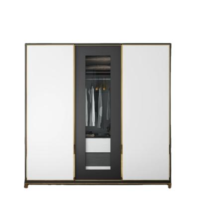 China Storage Luxury Bedrooms Black Paint Tempered Glass Sliding Wardrobe Closet Wardrobes Modern Bedroom for sale