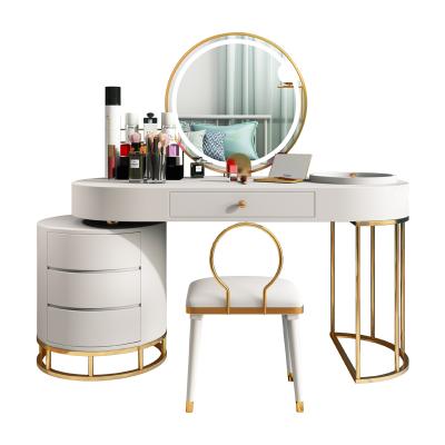 China Nordic luxury storage tocador painting makeup vanity table storage drawer dressing table mirrored dresser with light for sale