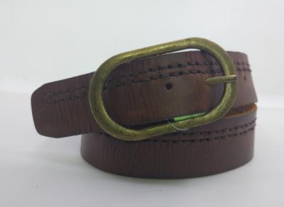 China Cowhide Mens Vintage Brown Leather Belt , Vintage Wide Leather Belt for sale