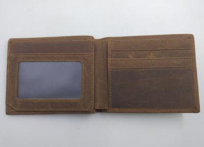 China Crazy Horse Genuine Leather Wallet , Brown Top Grain Gents Leather Wallet for sale