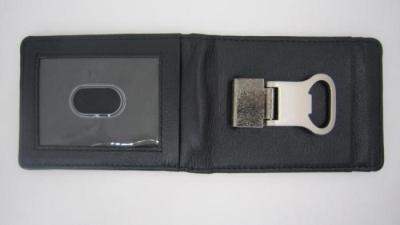 China Durable Leather Credit Card Wallet 22 * 8 Cm With Keyring And ID Window for sale