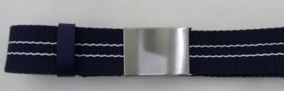 China Polyester Mens Web Belt Navy And White Color Custom Designs BSCI Approved for sale