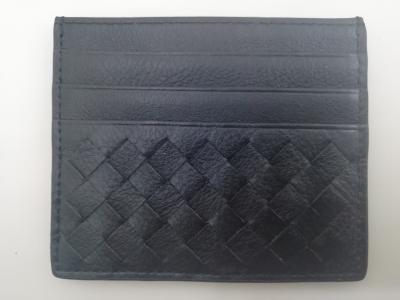 China Men'S Braided Leather Card Holder Wallet 6 Slot / 1 Money Cell Brown Color for sale