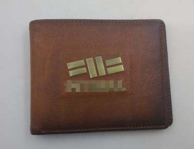 China Stylish Genuine Leather Wallet Metal Plate / Metal Badge OEM ODM Design for sale