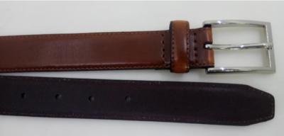 China Tan Pull Up Coated Leather Belt Feather Stitched Edge Custom Made Logo for sale