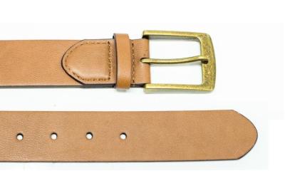 China Comfortable Brown Mens Casual PU Leather Belts For Jeans with Bronze Pin Buckle for sale