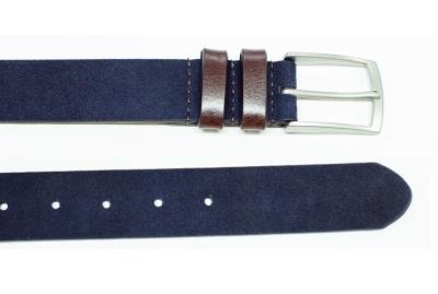 China Mens and Womens Leather Belt Navy Suede Leather Belt with Double Leather Loop for sale