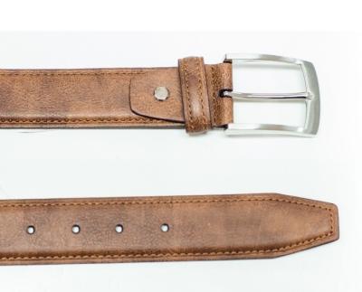 China Brown PU Leather Belt with Pong Buckle Adjustable Leather Belt for sale