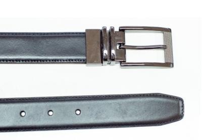 China Reversible Leather Belt Double Loop Buckle Belt Two Side Leather Belt for sale