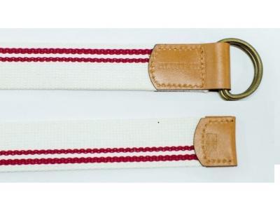 China Polyester Mens Web Belt Red And White Color Custom Designs BSCI Approved for sale