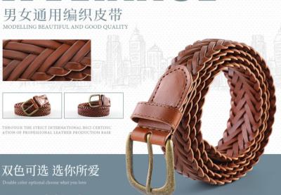 China Vintage Bonded Soft Leather Belt In Brown Color With Bronze Prong Buckle for sale