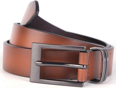 China 30MM Prong Buckle Metal Keep Real Leather Belt In  Brown Two Tone Color for sale