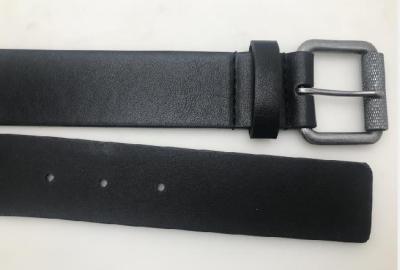 China Durable Prong Roller Buckle PU Leather Belt , Black Leather Belt Long Life for sale