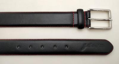 China 32mm Prong Buckle Split Black 100 Leather Belt , Most Durable Leather Belt for sale