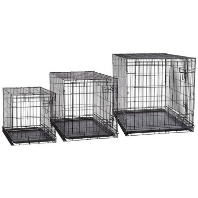 China Sustainable Factory Direct Stainless Steel Portable Dog Cage Eco - Friendly House With Handle And Tray for sale