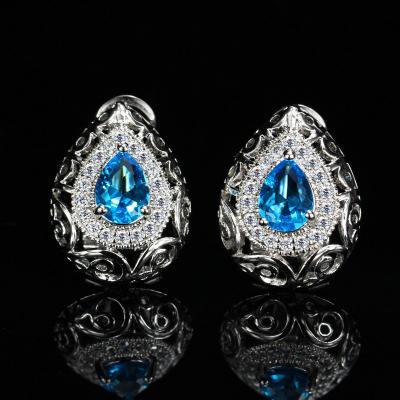 China FASHIONABLE Retro Waterdrop Women's Gemstone AAA Semi Zirconia Stud Earrings for sale