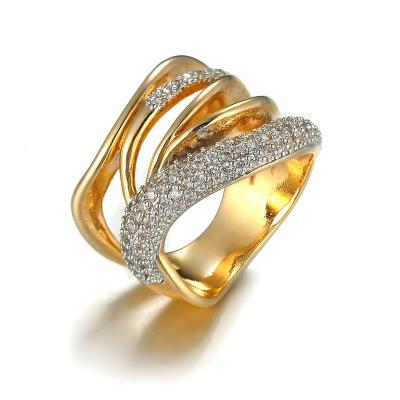 China CLASSIC YR1889 Customized Mens Saudi Arabian 14K Yellow Gold Plated Wedding Rings Latest Design Zircon Jewelry for sale