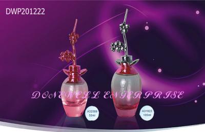 China Flower Crystal White Glass Cosmetic Containers Pump Perfume Bottle for sale