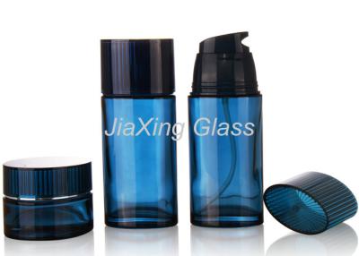 China Personalized Blue Glass Cosmetic Jars And Bottles 50g For Cosmetic Sets for sale