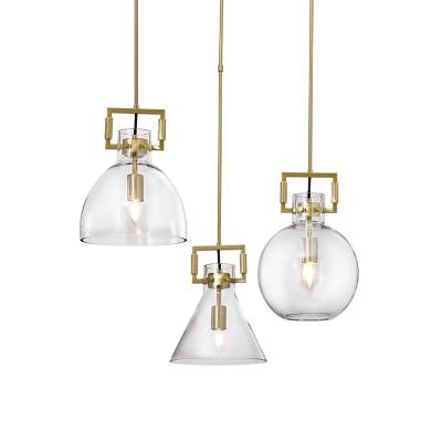 China Beautiful Contemporary Brass Plating Pendant Light Fixtures Recess Modern Glass Hanging Room Lamp Bedroom Lamp Hotel for sale