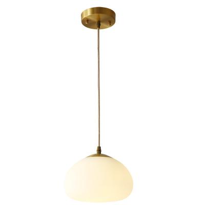 China Contemporary Milk White Glass Pendant Light Home Simple Pendant Light Home Glass Gold Lantern Shade Living Glass Lamp Shade Chandeliers for sale