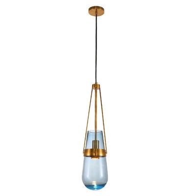 China 2022 Contemporary Light Fixtures Arabic Blue Smoky Clear Pendant Light Glass Bed Room Gold Glass Shade Hanging Lamp for sale