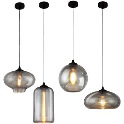 China Family Contemporary Design Smoky Glass Dining Light Glass Pendant Light E27 Bulbs European Lighting Home Interior Decoration for sale