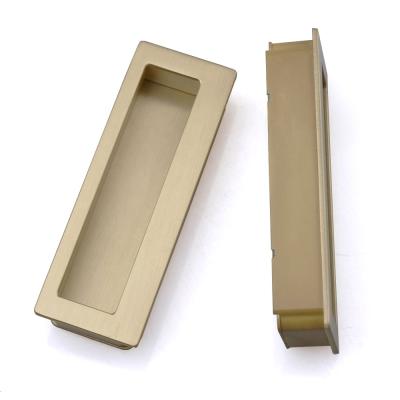 China Easy Installation Single Drawer Sliding Door Handle Embedded Wardrobe Door Cabinet Brass Handle for sale