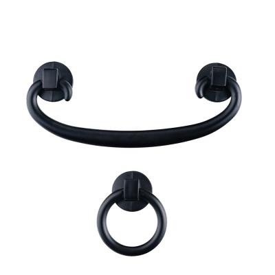 China Jason Door Handle Black Brass Cabinet Cupboard Dresser Modern Antique Modern Drop Ring Pulls for sale