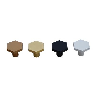 China Wholesale Aluminum Door Cabinet Knobs Drawer Cabinet Handle Furniture Hexagon Installation Handle Easy Pull for sale