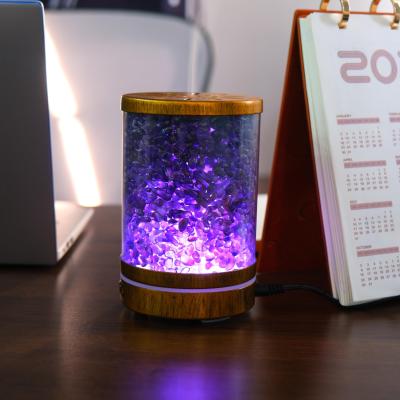 China 2022 Hot Sale 2022 Home Essential Crystal Light Grain Wood Grain Essential Oil Diffuser Crystal Humidifier for sale