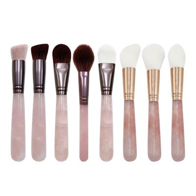 China Mask Brush Rose Gold Handle Makeup Brush Natural Crystal Cosmetic Makeup Brush Set for sale