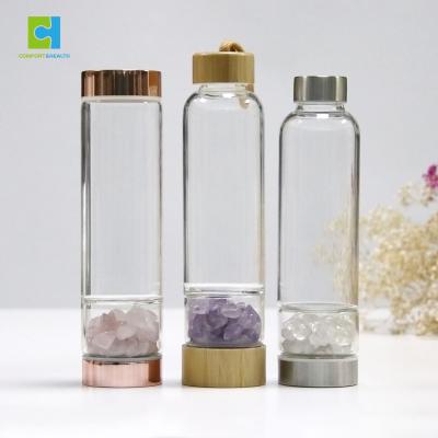 China Sustainable Energy Crystal Water Bottle of Rose Quartz Infused Gravel Gemstone for sale