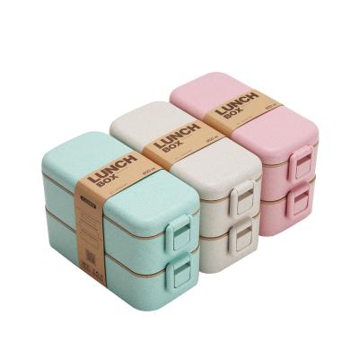 China 2021 New Double Stocked Bamboo Fiber Lunch Box for sale