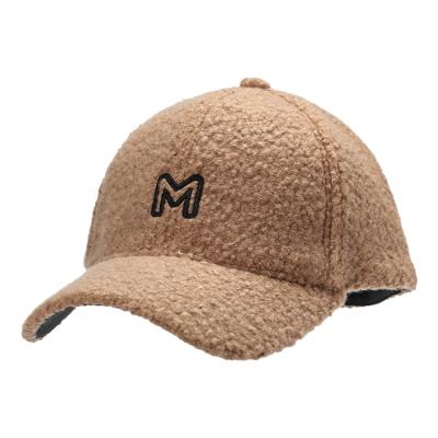 China Letter M Ladies Warm Winter COMMON Faux Fur Gorras Women's Woolen Baseball Cap Sports Hat Retro Outdoor Hat for sale