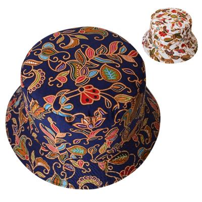 China Casual Bucket Hat Washed Cotton Flower Print African Floral Bucket Hats Volume for sale