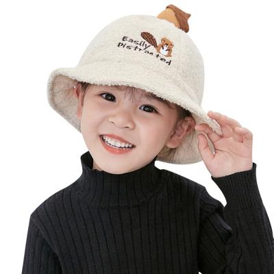 China Plush Winter Kids Hats Covers Terry Towel Custom Warm Fur Bucket Hats Luxury for sale