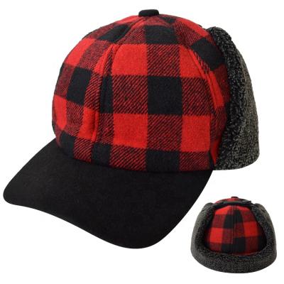 China Plush Farmers Faux Fur Warm Flat Wool Knitted Winter Soft Mens Adult Snapback Hat With Earflaps for sale