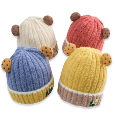 China Kids baby winter hat pom JOINT logo knit cute baby winter hats for kids for sale