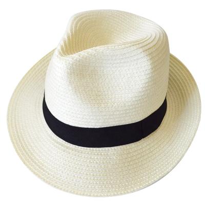 China Assorted Straw White Flat Top Plain Picture Fedora Men's Brim Peru Mexico Panama Straw Hats Large for sale