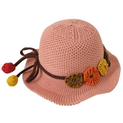 China Customized Customized Korean Wholesale Casual Summer Kids Classic Wide Brim Simple Wide Straw Hat for sale