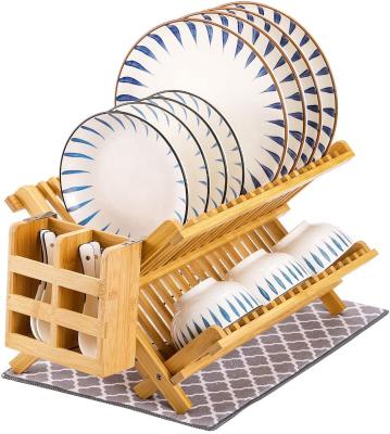 China Freshness Preservation Hot Amazon Sales Kitchen Dish Rack Bamboo Dish Drying Rack Dish Rack Bamboo Kitchen for sale